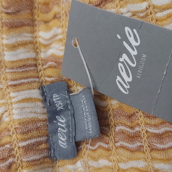 AERIE Striped Smocked Tiered Fringed Lined Mini Skirt - Picture 7 of 10